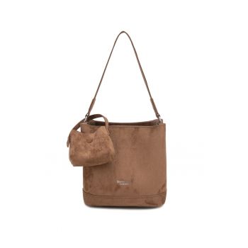 Geanta din piele ecologica cu bareta de umar si etui detasabil Novara Elite - Maro