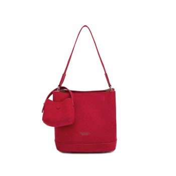 Geanta din piele ecologica cu bareta de umar si etui detasabil Novara Elite - Rosu