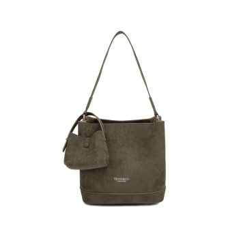 Geanta din piele ecologica cu bareta de umar si etui detasabil Novara Elite - Verde inchis