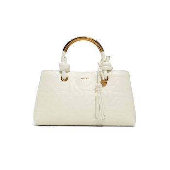 Geanta din piele ecologica cu maner si bareta detasabila - Crem