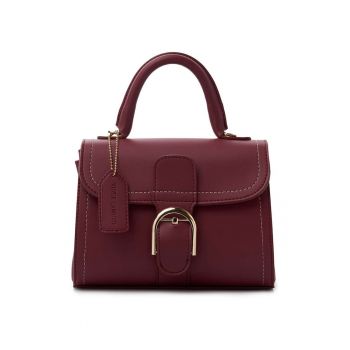 Geanta din piele ecologica cu maner si catarama metalica - Visiniu