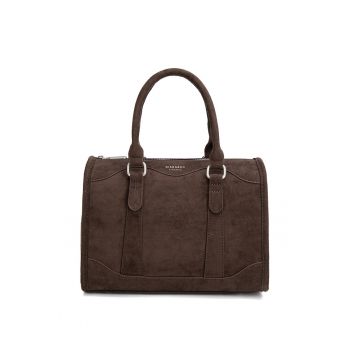 Geanta din piele intoarsa sintetica cu maner Erisia Prime - Maro inchis