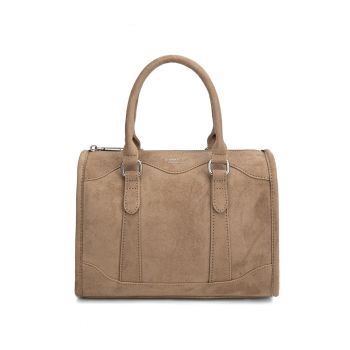 Geanta din piele intoarsa sintetica cu maner Erisia Prime - Maro nisip