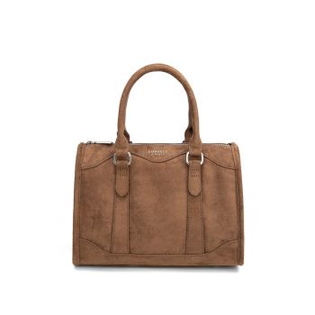 Geanta din piele intoarsa sintetica cu maner Erisia Prime - Maro taupe