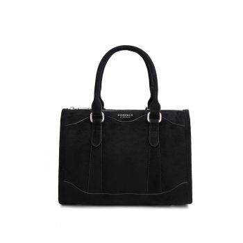 Geanta din piele intoarsa sintetica cu maner Erisia Prime - Negru