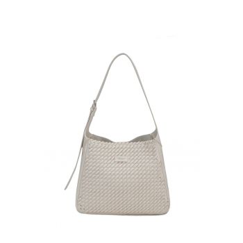 Geanta hobo de piele ecologica cu aspect tesut Étoile - Bej