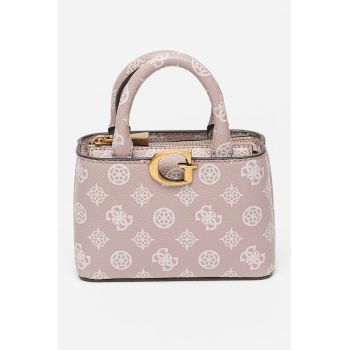 Geanta mica din piele ecologica cu bareta de umar si model monograma Vibe - Lila