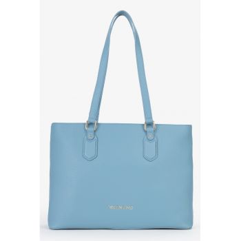 Geanta shopper de piele ecologica - Albastru deschis
