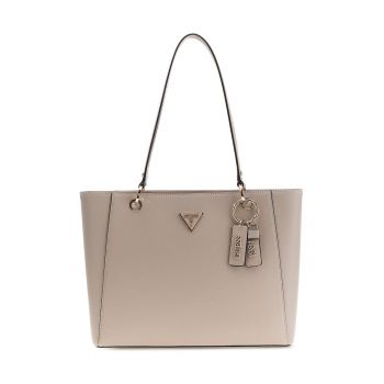 Geanta tote din piele ecologica cu pandantiv logo Noelle - Maro taupe deschis