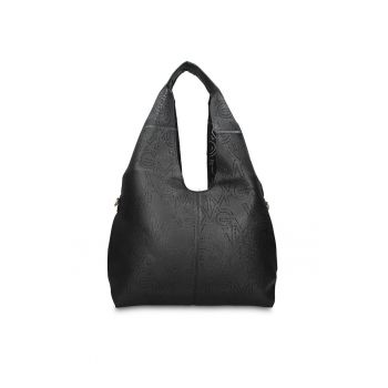 GianMarco - Geanta hobo de piele ecologica cu perforatii Aurelia Chic - Negru