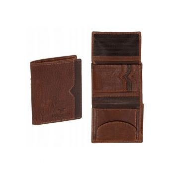 Portofel Barbati -  La Spezia - 100% Piele Naturala - Cu Logo - Compartimente Pentru Carduri - Buzunar Pentru Monede - Design Elegant - One Size - Maro