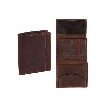 Portofel Barbati -  La Spezia Wallet - 100% Piele Naturala - Cu Logo - Compartimente Pentru Carduri - Buzunar Pentru Monede - Design Elegant - One Size - Maro