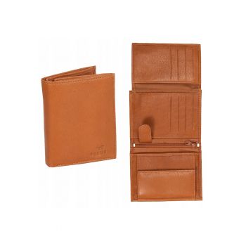Portofel Barbati -  Livorno Wallet Tall - 100% Piele Naturala - Cu Logo - Compartimente Pentru Carduri - Buzunar Pentru Monede - Design Elegant - One Size - Maro