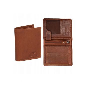 Portofel Barbati -  Udine Wallet - 100% Piele Naturala - Cu Logo - Compartimente Pentru Carduri - Buzunar Pentru Monede - Design Elegant - One Size - Maro