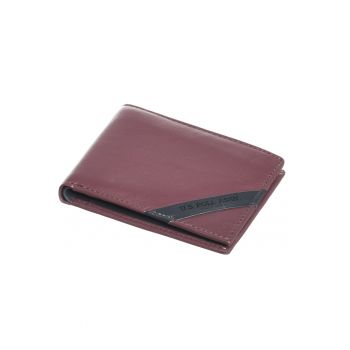 Portofel  bordou si granat - 12x9 -5x1 -5cm - 100% piele naturala - 12 compartimente pentru carduri - protectie RFID