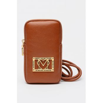 Portofel cu fermoar si logo - Maro scortisoara