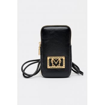 Portofel cu fermoar si logo - Negru