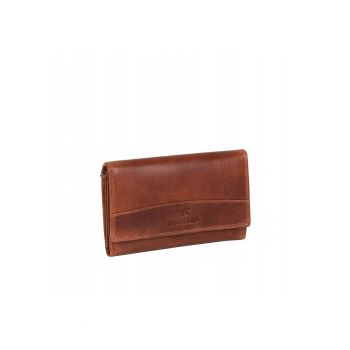 Portofel Dama -  Udine Wallet - 100% Piele Naturala - Cu Logo - Compartimente Pentru Carduri - Buzunar Pentru Monede - Design Elegant - One Size - Maro