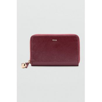 Portofel de piele ecologica cu fermoar - Rosu inchis