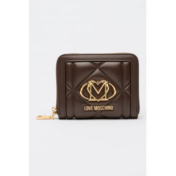 Portofel matlasat cu fermoar - Maro inchis