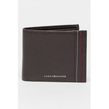 Portofel pliabil de piele Central - Maro inchis