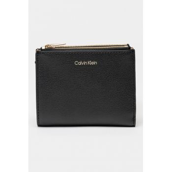 Portofel pliabil de piele ecologica - Negru/Maro camel