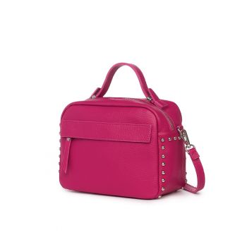 Poseta dama  Cora fucsia - piele naturala - compartiment interior - dimensiuni 18x24x12cm