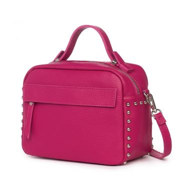Poseta dama din piele naturala Cora fucsia