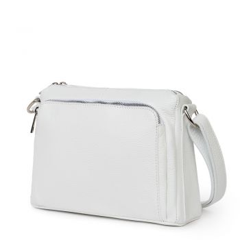 Poseta dama din piele naturala Vania alba