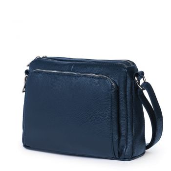 Poseta dama din piele naturala Vania bleumarin