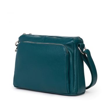 Poseta dama din piele naturala Vania verde marin