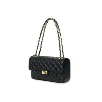 Poseta din piele matlasata Angela - Negru