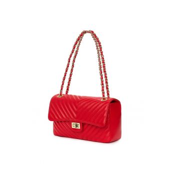 Poseta din piele matlasata Anna rosie