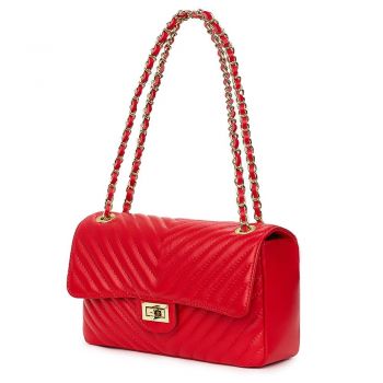 Poseta din piele matlasata Anna rosie