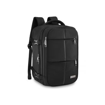 Rucsac calatorie -  ZG1108 - 40x30x20 cm - Bagaj mana avion WizzAir Ryanair - 10 kg - Compartiment laptop - Curele compresie - Impermeabil - Atasare troler - 24L - Ideal pentru City Break si Deplasari Business - Negru