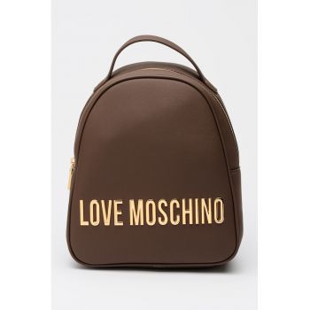 Rucsac de piele ecologica cu logo metalic - Maro inchis