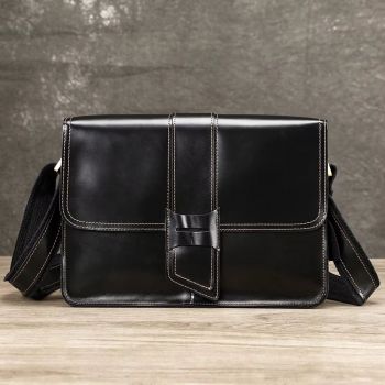 Servieta pentru barbati, Aderin GT3805, piele naturala, Neagra