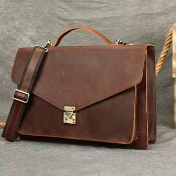 Servieta unisex, Milano GT3802, piele naturala, Maro