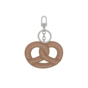 Breloc  bej si roz - din piele naturala