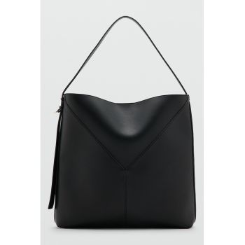 Geanta bucket de piele ecologica - Negru