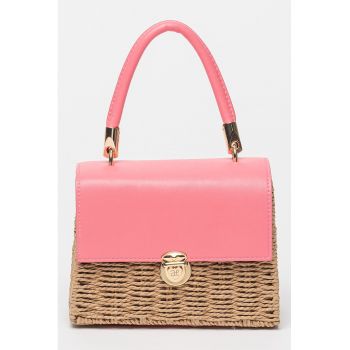 Geanta crossbody cu bareta detasabila - Maro deschis/Roz