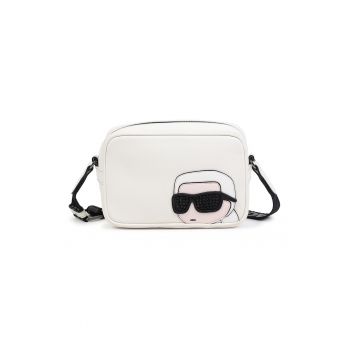 Geanta crossbody cu logo - Alb fildes/Negru