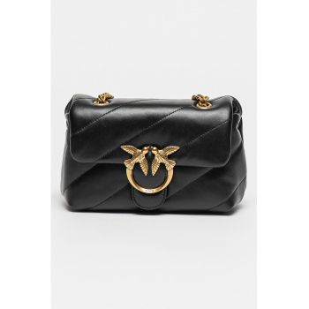 Geanta crossbody de piele Love Mini Puff - Negru - 15x21x9