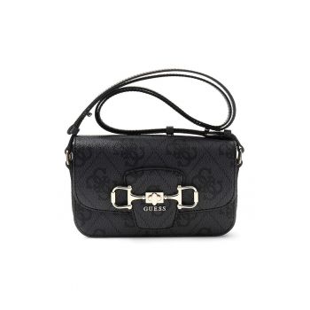 Geanta crossbody din piele ecologica cu model monograma Janie - Negru