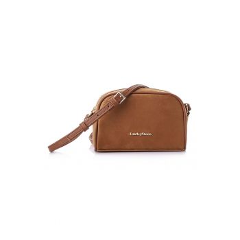 Geanta crossbody  din piele intoarsa sintetica - Maro - 14 x 21 x 8 CM