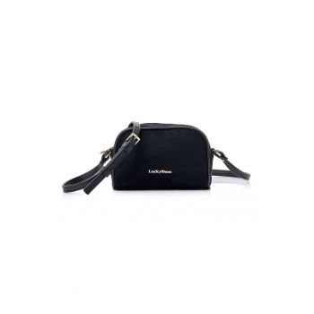 Geanta crossbody  din piele intoarsa sintetica - Negru - 14 x 21 x 8 CM