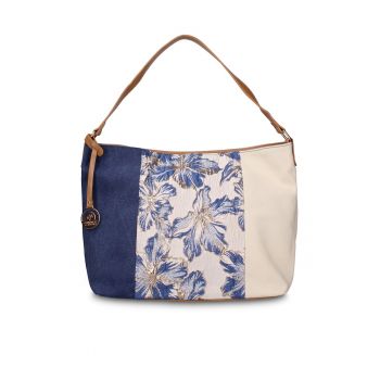 Geanta cu bareta de umar si model patchwork Alizé - Bleumarin