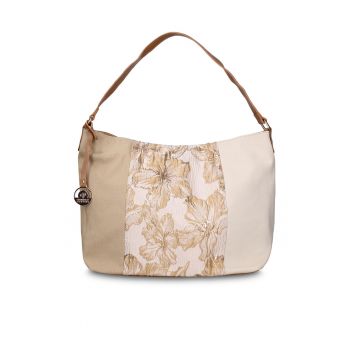 Geanta cu bareta de umar si model patchwork Alizé - Kaki