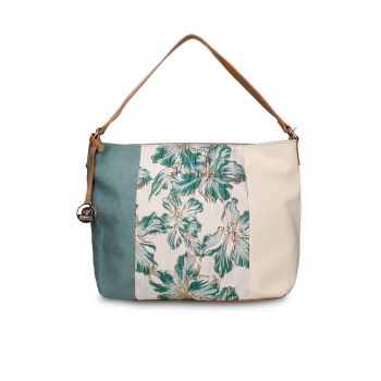 Geanta cu bareta de umar si model patchwork Alizé - Verde