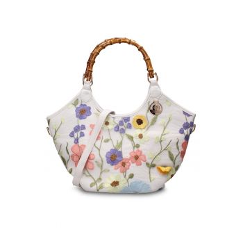 Geanta cu broderie florala Seraphina Nova - Alb